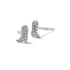 Tiny Cowboy Boot 14K White Gold Stud Earrings In White Diamond^Kendra Scott Cheap