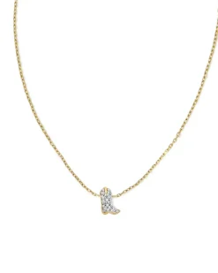 Tiny Cowboy Boot 14K Yellow Gold Pendant Necklace In White Diamond^Kendra Scott Fashion