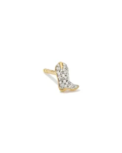 Tiny Cowboy Boot 14K Yellow Gold Single Stud Earring In White Diamond^Kendra Scott Cheap
