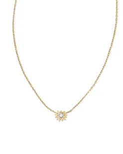 Tiny Flower 14K Yellow Gold Pendant Necklace In White Diamond^Kendra Scott Cheap