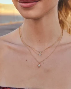 Tiny Flower 14K Yellow Gold Pendant Necklace In White Diamond^Kendra Scott Cheap