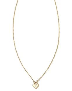 Tiny Heart Padlock 14K Yellow Gold Pendant Necklace In White Diamond^Kendra Scott Flash Sale