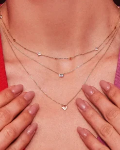 Tiny Heart Padlock 14K Yellow Gold Pendant Necklace In White Diamond^Kendra Scott Flash Sale