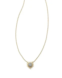 Tiny Sunburst 14K Yellow Gold Pendant Necklace In White Diamond^Kendra Scott Hot