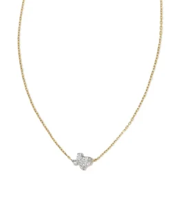 Tiny Texas 14K Yellow Gold Pendant Necklace In White Diamond^Kendra Scott New