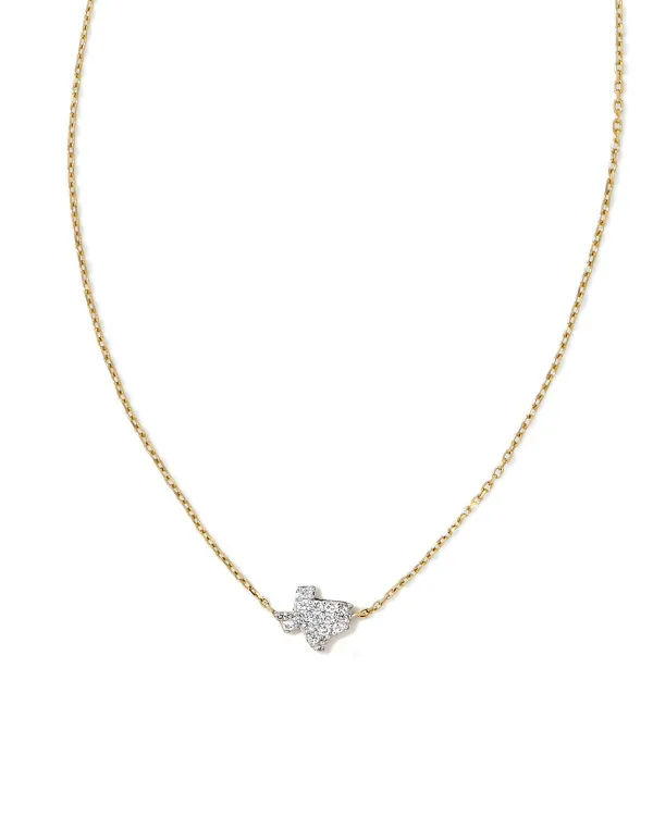 Tiny Texas 14K Yellow Gold Pendant Necklace In White Diamond^Kendra Scott New