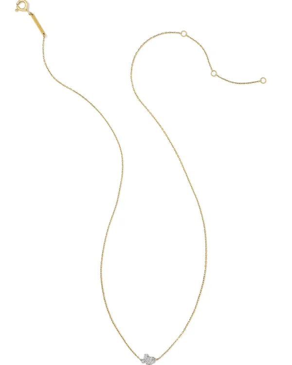 Tiny Texas 14K Yellow Gold Pendant Necklace In White Diamond^Kendra Scott New