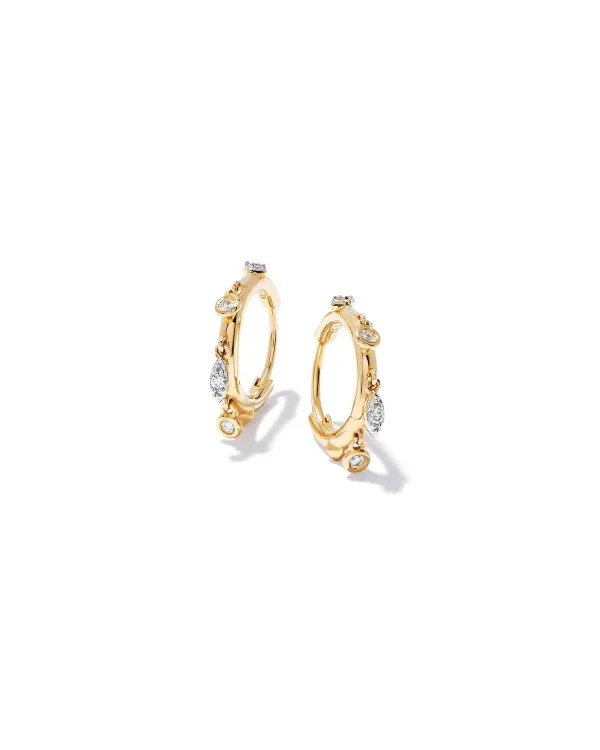 Willow 14K Yellow Gold Huggie Earrings In White Diamond^Kendra Scott Flash Sale