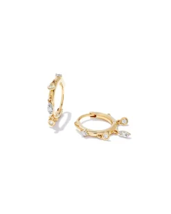 Willow 14K Yellow Gold Huggie Earrings In White Diamond^Kendra Scott Flash Sale