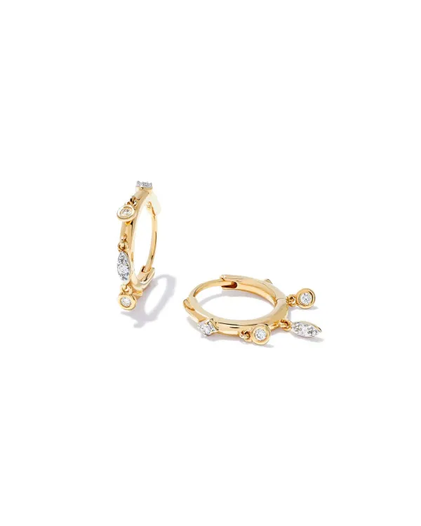 Willow 14K Yellow Gold Huggie Earrings In White Diamond^Kendra Scott Flash Sale