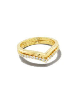 Wishbone Gold Ring Set In White Crystal^Kendra Scott Best Sale