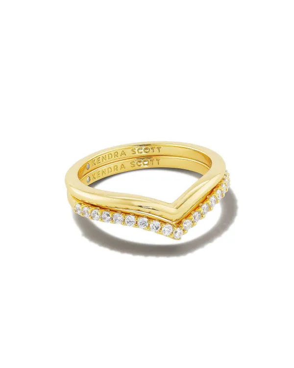 Wishbone Gold Ring Set In White Crystal^Kendra Scott Best Sale