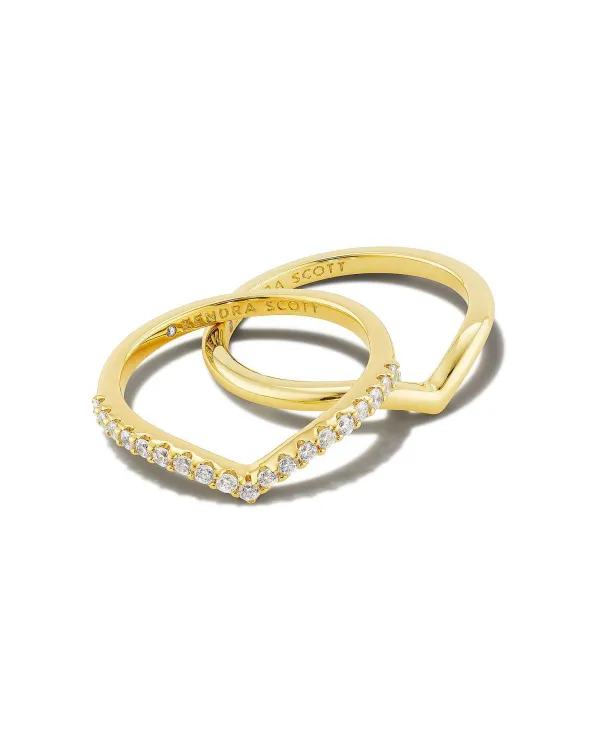 Wishbone Gold Ring Set In White Crystal^Kendra Scott Best Sale